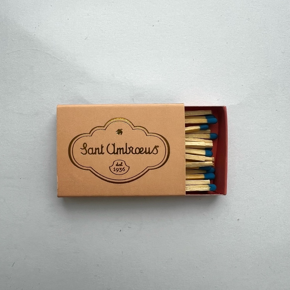 Sant Ambroeus Matchbox with Blue-Tipped Matches